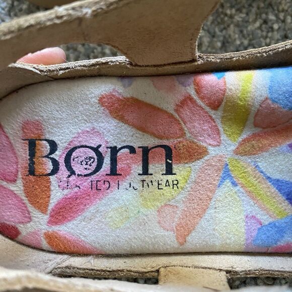 Born Fisherman Sandals Womens 7.5 Tan Leather Flats Casual Comfort Retro - Picture 7 of 9